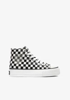 Tênis Casuais-Conguitos Tênis Unissex Preto Branco Hi-Top Lona Preto E Branco