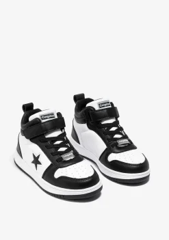 Tênis Com Luzes-Conguitos Tênis Unissex Preto Branco Com Luzes Hi-Top Napa
