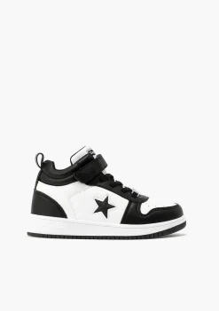 Tênis Com Luzes-Conguitos Tênis Unissex Preto Branco Com Luzes Hi-Top Napa