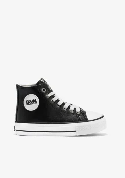 Tênis Casuais-Conguitos Tênis Unissex Preto Com Logo Hi-Top Napa B&W