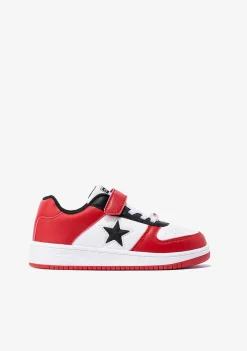 Tênis Com Luzes-Conguitos Tênis Unissex Vermelho - Estrela Branca Com Luzes