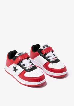 Tênis Com Luzes-Conguitos Tênis Unissex Vermelho - Estrela Branca Com Luzes