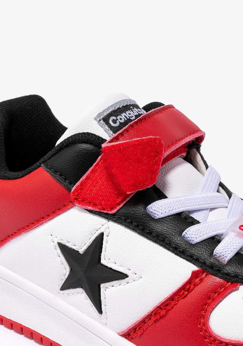 Tênis Com Luzes-Conguitos Tênis Unissex Vermelho - Estrela Branca Com Luzes
