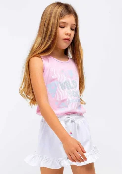 Camisetas-Conguitos Top De Menina Com Glitter Zebra Rosa