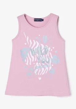 Camisetas-Conguitos Top De Menina Com Glitter Zebra Rosa