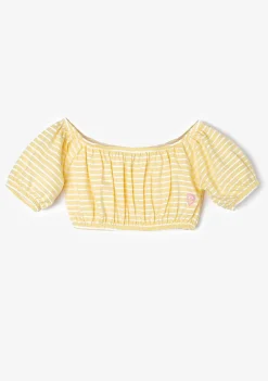 Camisetas-Conguitos Top Listrado Amarelo De Menina