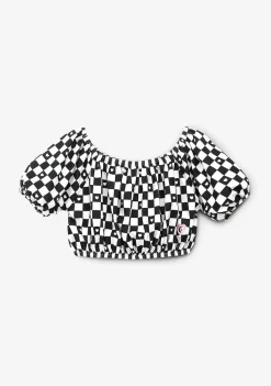 Camisetas-Conguitos Top Xadrez Preto Feminino