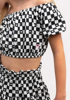 Camisetas-Conguitos Top Xadrez Preto Feminino