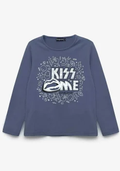 Camisetas De Manga Comprida-Conguitos T-Shirt Beijo Cinzento Antracite Menina