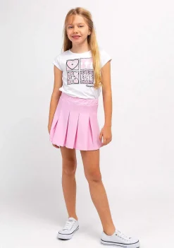 Camisetas-Conguitos T-Shirt Branca Com Coracoes De Lantejoulas Para Menina