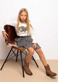 Camisetas-Conguitos T-Shirt Branca Leopardo De Menina