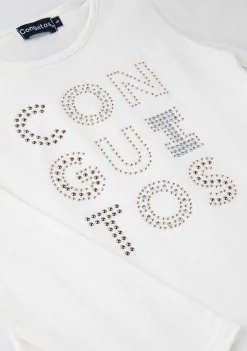 Camisetas-Conguitos T-Shirt Strass Branca De Menina