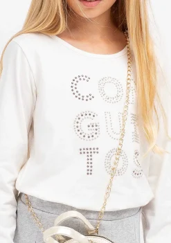 Camisetas-Conguitos T-Shirt Strass Branca De Menina