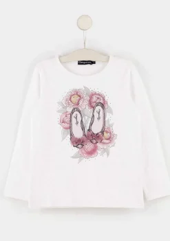 Camisetas De Manga Comprida-Conguitos T-Shirt De Algodao "Bailarinas" Para Menina