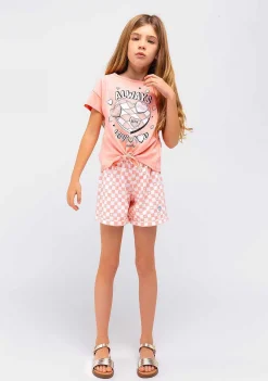 Camisetas-Conguitos T-Shirt De Menina Com Estampa Sempre Atada Laranja