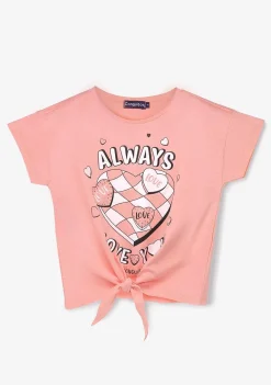 Camisetas-Conguitos T-Shirt De Menina Com Estampa Sempre Atada Laranja