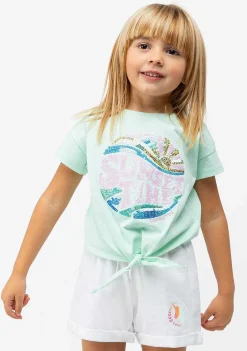 Camisetas-Conguitos T-Shirt De Menina Com No De Por Do Sol Menta