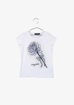 Camisetas-Conguitos T-Shirt Menina Em Strass Azul Claro 