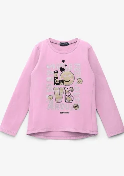 Camisetas De Manga Comprida-Conguitos T-Shirt Rosa Amor De Menina