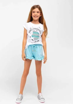 Camisetas-Conguitos T-Shirt Unicornio Branca Brilhante Para Menina