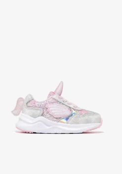 Tênis Com Luzes-Conguitos Unicornio Branco Feminino Com Luzes Tênis Metalizado