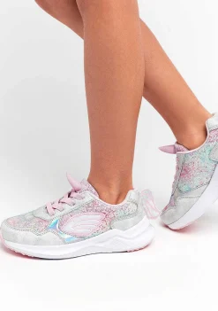 Tênis Com Luzes-Conguitos Unicornio Branco Feminino Com Luzes Tênis Metalizado