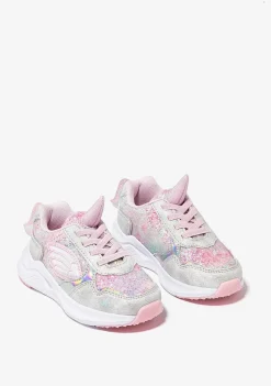 Tênis Com Luzes-Conguitos Unicornio Branco Feminino Com Luzes Tênis Metalizado