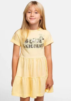 Vestidos-Conguitos Vestido Amarelo Love Unicornios De Menina
