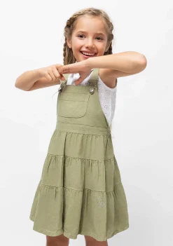 Vestidos-Conguitos Vestido Avental Caqui De Menina