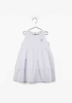 Vestidos-Conguitos Vestido Branco De Menina Com Babados