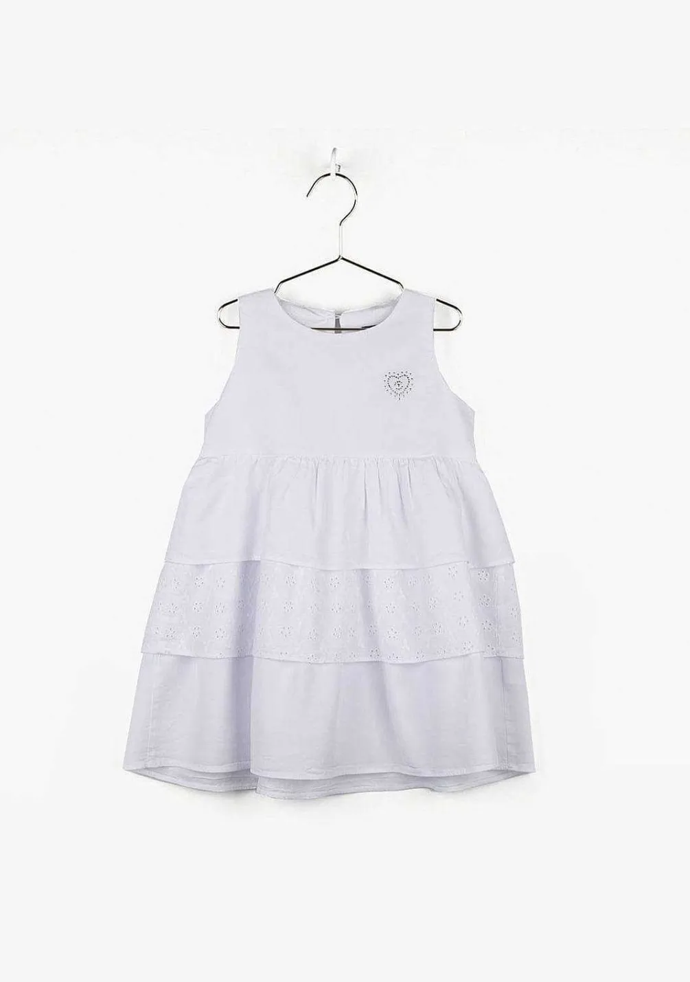 Vestidos-Conguitos Vestido Branco De Menina Com Babados