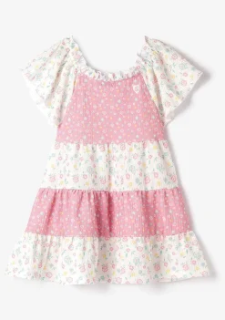 Roupas De Menina-Conguitos Vestido Com Babados De Flores