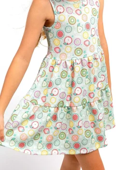 Roupas De Menina-Conguitos Vestido Menina Estampado Frutas Menta