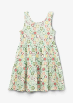 Roupas De Menina-Conguitos Vestido Menina Estampado Frutas Menta