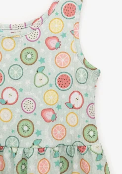 Roupas De Menina-Conguitos Vestido Menina Estampado Frutas Menta