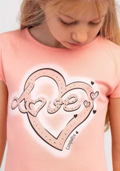 Roupas De Menina-Conguitos Vestido Coracao Laranja De Menina