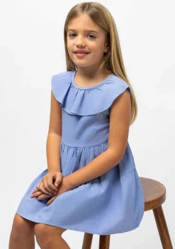 Vestidos-Conguitos Vestido De Menina Azul Marinho Com Babados