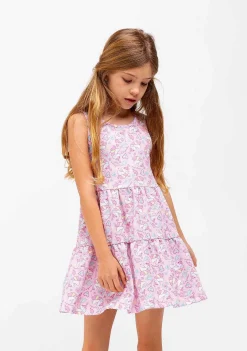Roupas De Menina-Conguitos Vestido Menina Rosa Estampado Unicornio