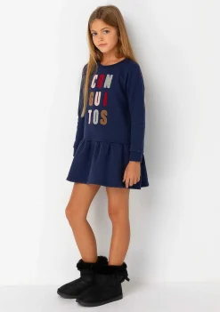Vestido Moletom-Conguitos Vestido Moletom Azul Marinho Menina