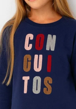 Vestido Moletom-Conguitos Vestido Moletom Azul Marinho Menina