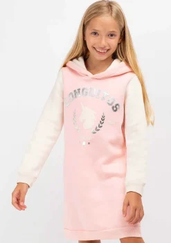 Vestido Moletom-Conguitos Vestido Moletom Feminino Rosa Unicornio