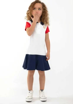 Roupas De Menina-Conguitos Vestido Polo Azul Marinho Com Babados