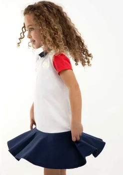 Roupas De Menina-Conguitos Vestido Polo Azul Marinho Com Babados