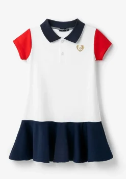 Roupas De Menina-Conguitos Vestido Polo Azul Marinho Com Babados