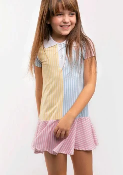 Vestidos-Conguitos Vestido Polo Feminino Patchwork Multicolorido