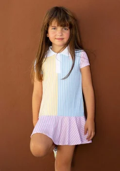Vestidos-Conguitos Vestido Polo Feminino Patchwork Multicolorido