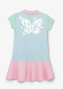 Roupas De Menina-Conguitos Vestido Polo Feminino Patchwork Multicolorido