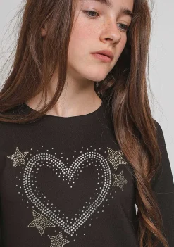 Vestidos-Conguitos Vestido Preto De Menina Com Babados "Coracao"