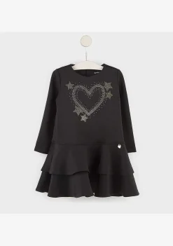 Vestidos-Conguitos Vestido Preto De Menina Com Babados 