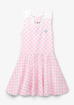 Roupas De Menina-Conguitos Vestido Skater Xadrez Rosa Feminino Para Menina